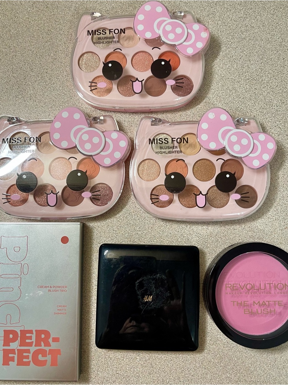 Revolution H&M Miss Fon Face Makeup Bundle Blush Bronzer Highlighter 6 Pc